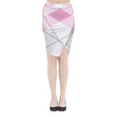 Tablecloth Stripes Diamonds Pink Midi Wrap Pencil Skirt by Nexatart