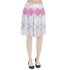 Tablecloth Stripes Diamonds Pink Pleated Skirt by Nexatart