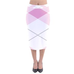 Tablecloth Stripes Diamonds Pink Velvet Midi Pencil Skirt