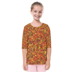 Gold Mosaic Background Pattern Kids  Quarter Sleeve Raglan Tee