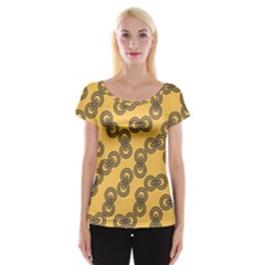 Abstract Shapes Links Design Women s Cap Sleeve Top by Nexatart