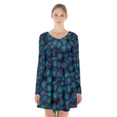 Background Abstract Textile Design Long Sleeve Velvet V-neck Dress by Nexatart