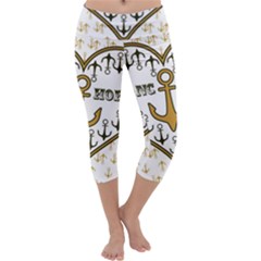 Anchor Heart Capri Yoga Leggings by Nexatart