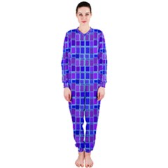 Background Mosaic Purple Blue Onepiece Jumpsuit (ladies)  by Nexatart