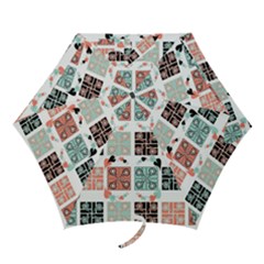 Mint Black Coral Heart Paisley Mini Folding Umbrellas by Nexatart