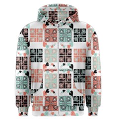 Mint Black Coral Heart Paisley Men s Zipper Hoodie by Nexatart