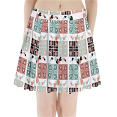 Mint Black Coral Heart Paisley Pleated Mini Skirt by Nexatart