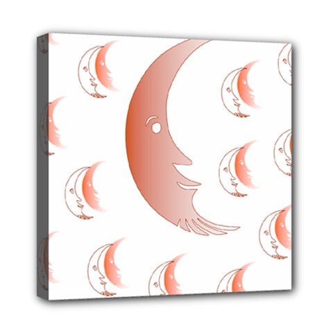 Moon Moonface Pattern Outlines Mini Canvas 8  X 8  by Nexatart