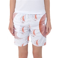 Moon Moonface Pattern Outlines Women s Basketball Shorts by Nexatart