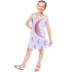 Moon Moonface Pattern Outlines Kids  Tunic Dress