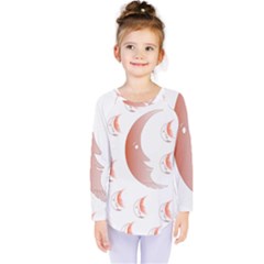 Moon Moonface Pattern Outlines Kids  Long Sleeve Tee