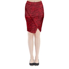 Christmas Background Red Star Midi Wrap Pencil Skirt by Nexatart