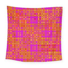 Pink Orange Bright Abstract Square Tapestry (large)