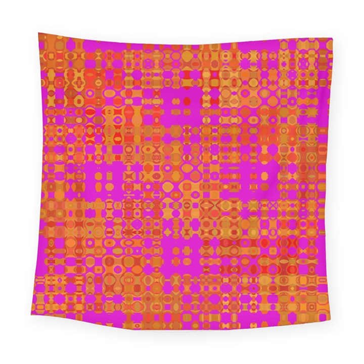 Pink Orange Bright Abstract Square Tapestry (Large)