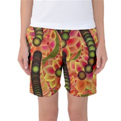 Abstract Background Digital Green Women s Basketball Shorts by Nexatart