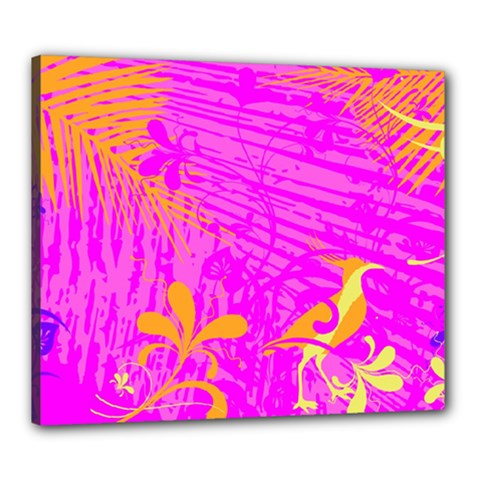 Spring Tropical Floral Palm Bird Canvas 24  X 20  by Nexatart