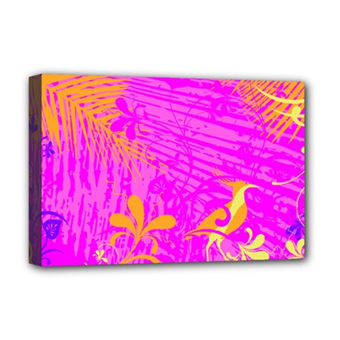 Spring Tropical Floral Palm Bird Deluxe Canvas 18  X 12   by Nexatart