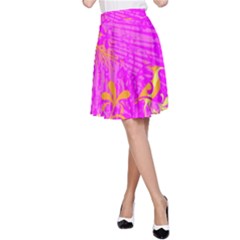 Spring Tropical Floral Palm Bird A-line Skirt by Nexatart