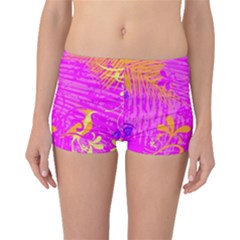 Spring Tropical Floral Palm Bird Boyleg Bikini Bottoms by Nexatart