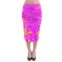 Spring Tropical Floral Palm Bird Midi Pencil Skirt by Nexatart