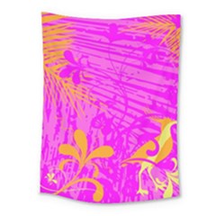 Spring Tropical Floral Palm Bird Medium Tapestry by Nexatart