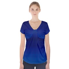 Blue Dot Short Sleeve Front Detail Top by PhotoNOLA