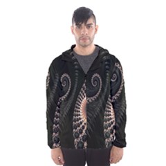 Fractal Black Pearl Abstract Art Hooded Wind Breaker (men) by Nexatart