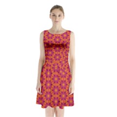 Pattern Abstract Floral Bright Sleeveless Chiffon Waist Tie Dress by Nexatart