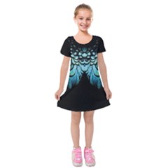 Blue And Green Feather Collier Kids  Short Sleeve Velvet Dress by cglightNingART