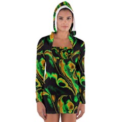 Glowing Fractal A Women s Long Sleeve Hooded T-shirt by Fractalworld