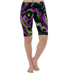 Glowing Fractal B Cropped Leggings  by Fractalworld