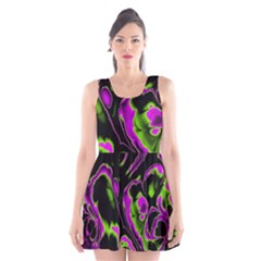 Glowing Fractal B Scoop Neck Skater Dress by Fractalworld