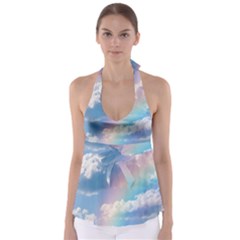 Sky Pattern Babydoll Tankini Top