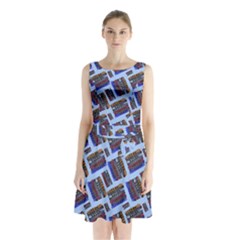 Abstract Pattern Seamless Artwork Sleeveless Chiffon Waist Tie Dress by Nexatart