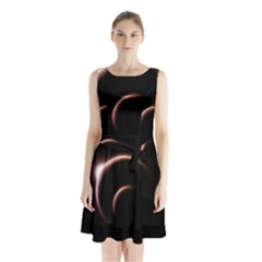 Planet Space Abstract Sleeveless Chiffon Waist Tie Dress by Nexatart