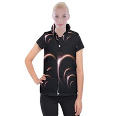 Planet Space Abstract Women s Button Up Puffer Vest