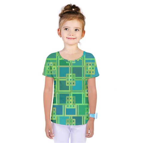 Green Abstract Geometric Kids  One Piece Tee by Nexatart