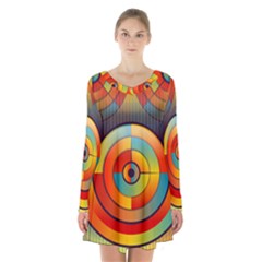 Abstract Pattern Background Long Sleeve Velvet V-neck Dress by Nexatart