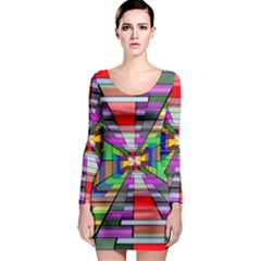 Art Vanishing Point Vortex 3d Long Sleeve Bodycon Dress by Nexatart