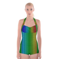 Spectrum Colours Colors Rainbow Boyleg Halter Swimsuit  by Nexatart