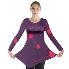 Abstract Lines Radiate Planets Web Long Sleeve Tunic  by Nexatart