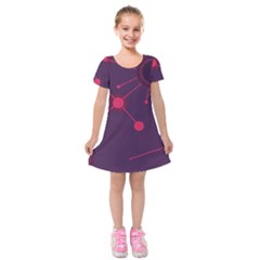 Abstract Lines Radiate Planets Web Kids  Short Sleeve Velvet Dress by Nexatart