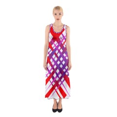 Chaos Bright Gradient Red Blue Sleeveless Maxi Dress by Nexatart