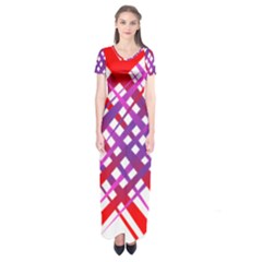 Chaos Bright Gradient Red Blue Short Sleeve Maxi Dress by Nexatart