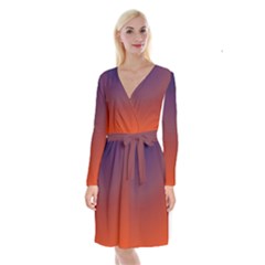 Course Colorful Pattern Abstract Long Sleeve Velvet Front Wrap Dress