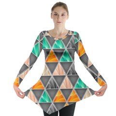 Abstract Geometric Triangle Shape Long Sleeve Tunic  by Nexatart