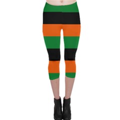 Color Green Orange Black Capri Leggings  by Mariart