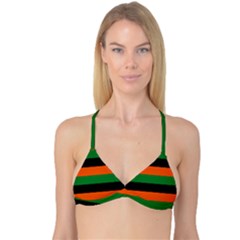 Color Green Orange Black Reversible Tri Bikini Top by Mariart