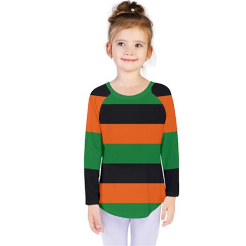 Color Green Orange Black Kids  Long Sleeve Tee by Mariart