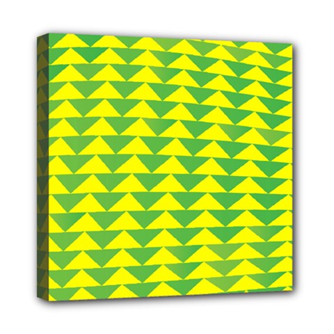 Arrow Triangle Green Yellow Mini Canvas 8  X 8  by Mariart